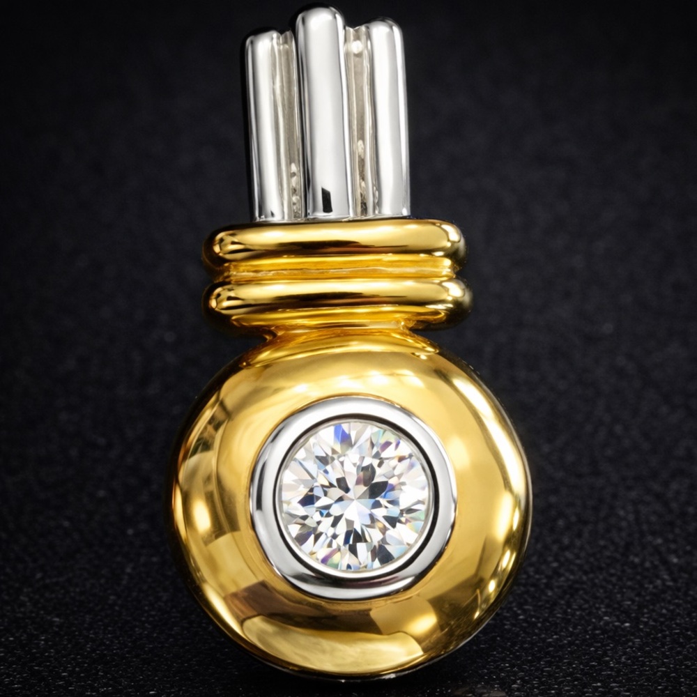 Suzanne Somers vintage collection gold silver CZ bezel set pendant slide HSN